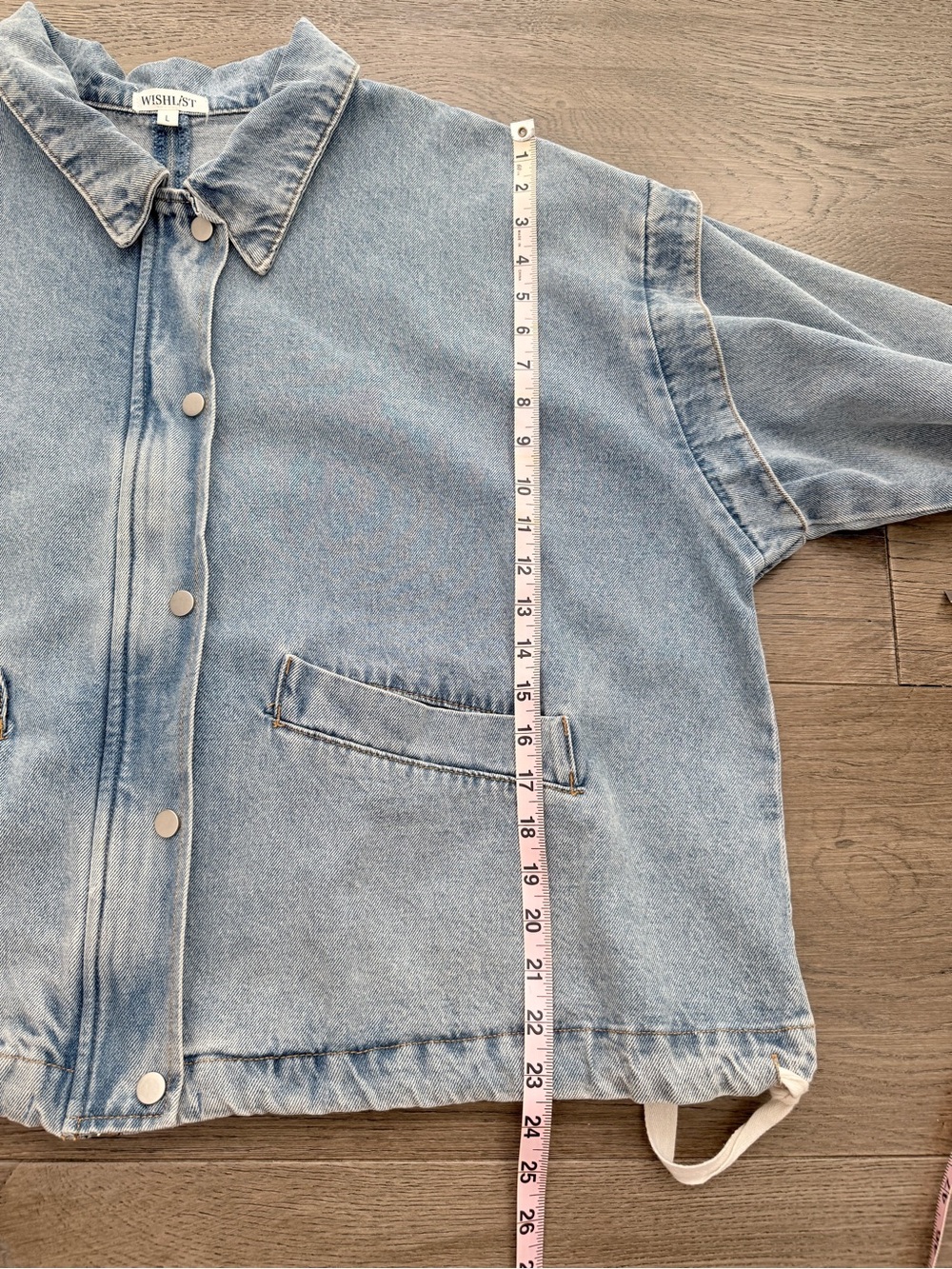 Wishlist Oversized Cotton Denim Cinch Hem Bomber Jacket Large - Picture 14 of 14